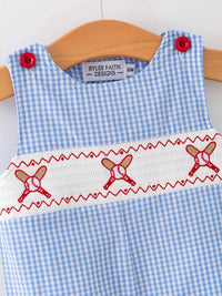 Rylee Faith Designs - Baby Boy Baseball Smocked Romper