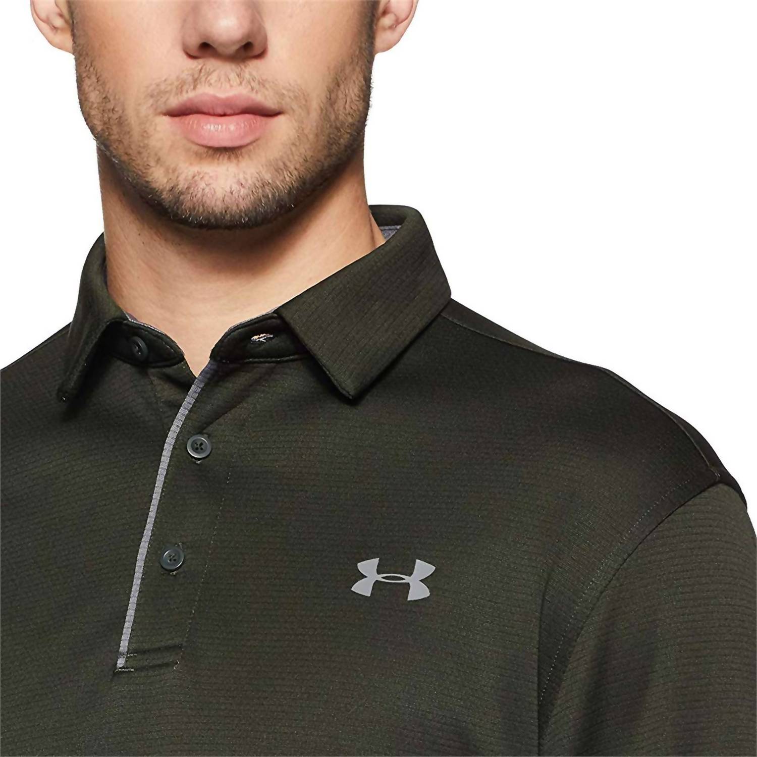 UNDER ARMOUR Tech Button Up Placket Polo in artillery green - men's shirt - view 4