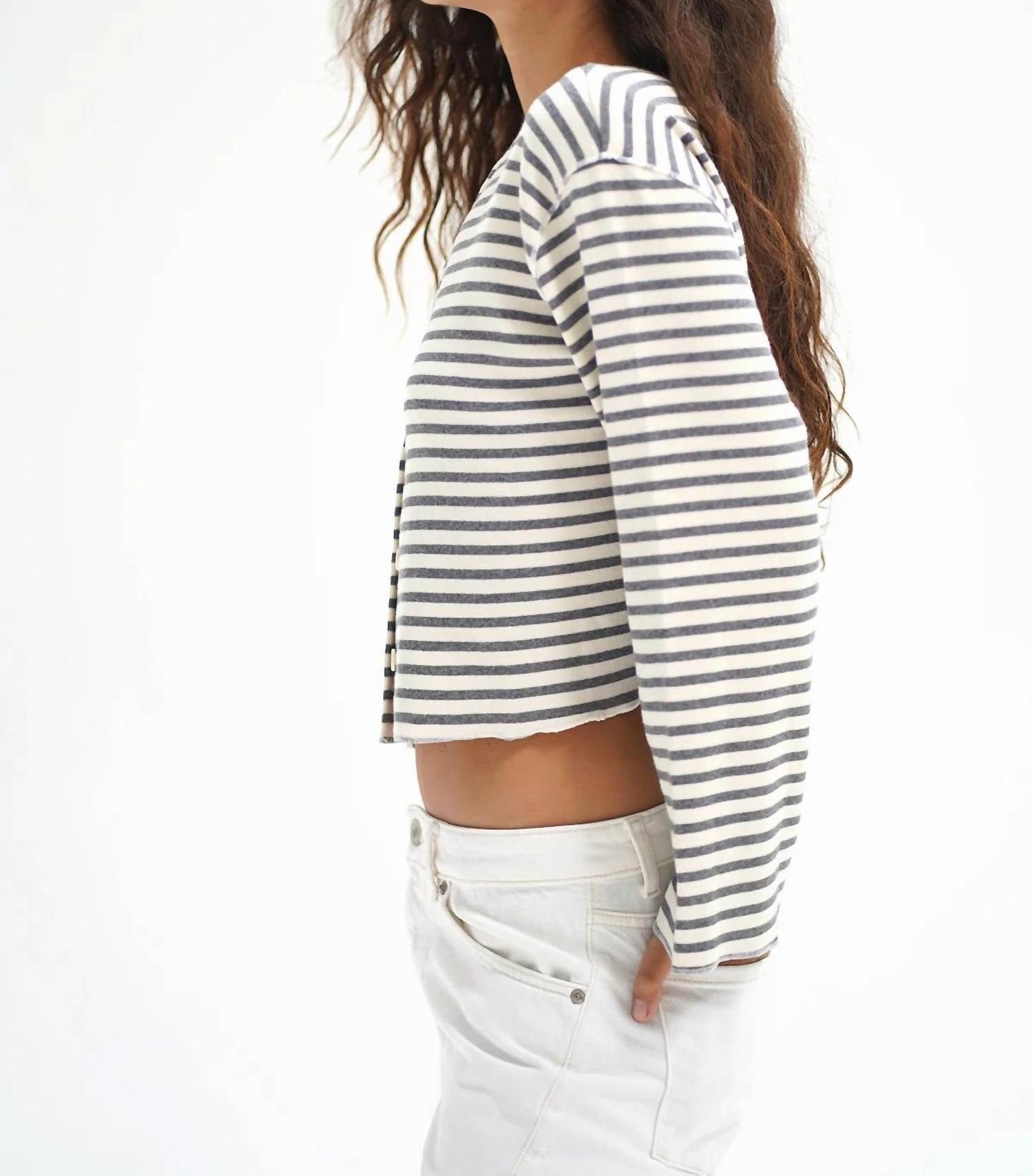 Lna - Kincaid Long Sleeve Stripe Cardigan
