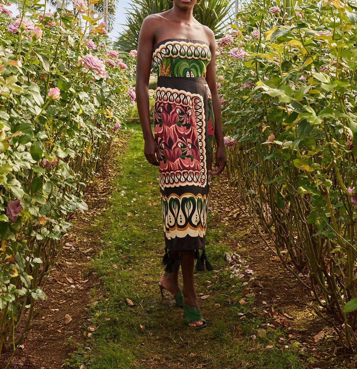 Farm Rio - Coconut Tree Flow Scarf Midi Dress