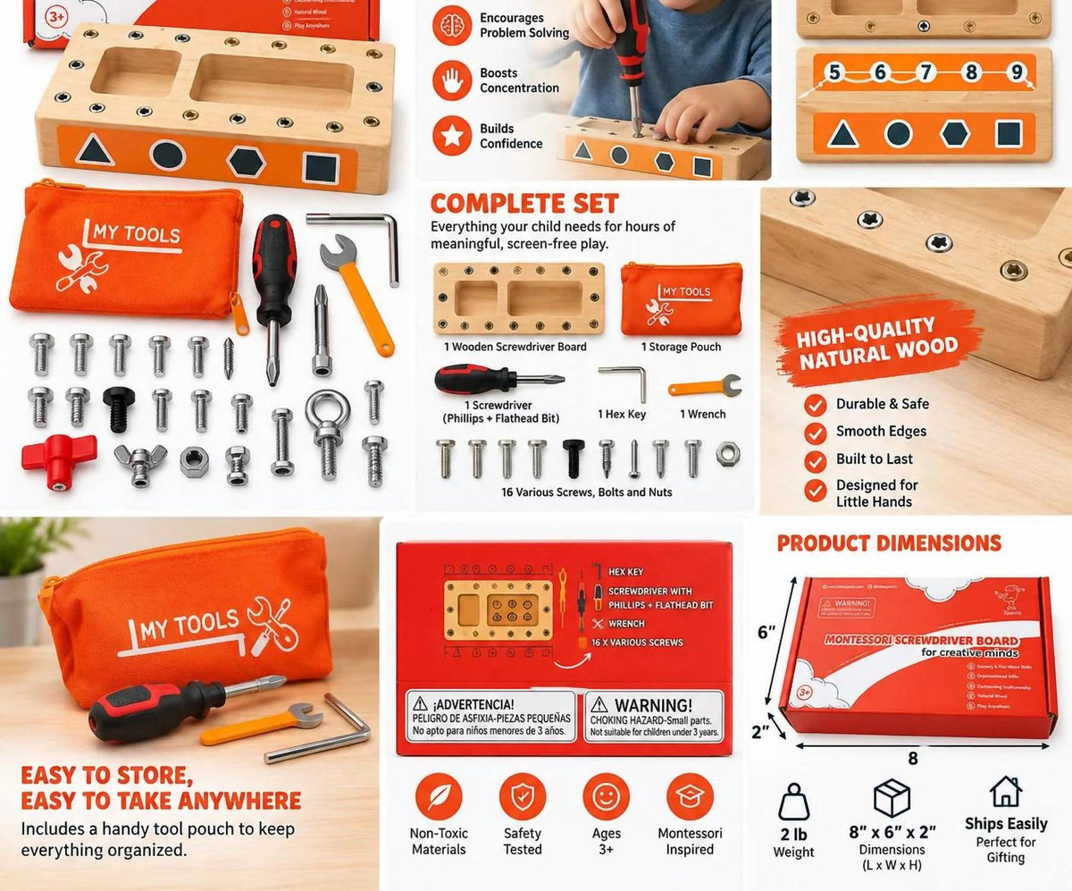 Little Xperts - Kids Wooden Fine Motor Skills And Learning Tool Set