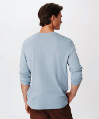 ATM Classic Jersey Long Sleeve Henley Top in hazy blue - men's long sleeve top - alternate view