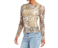 Karen Kane - Preeti Paisley Long Sleeve Mesh Top