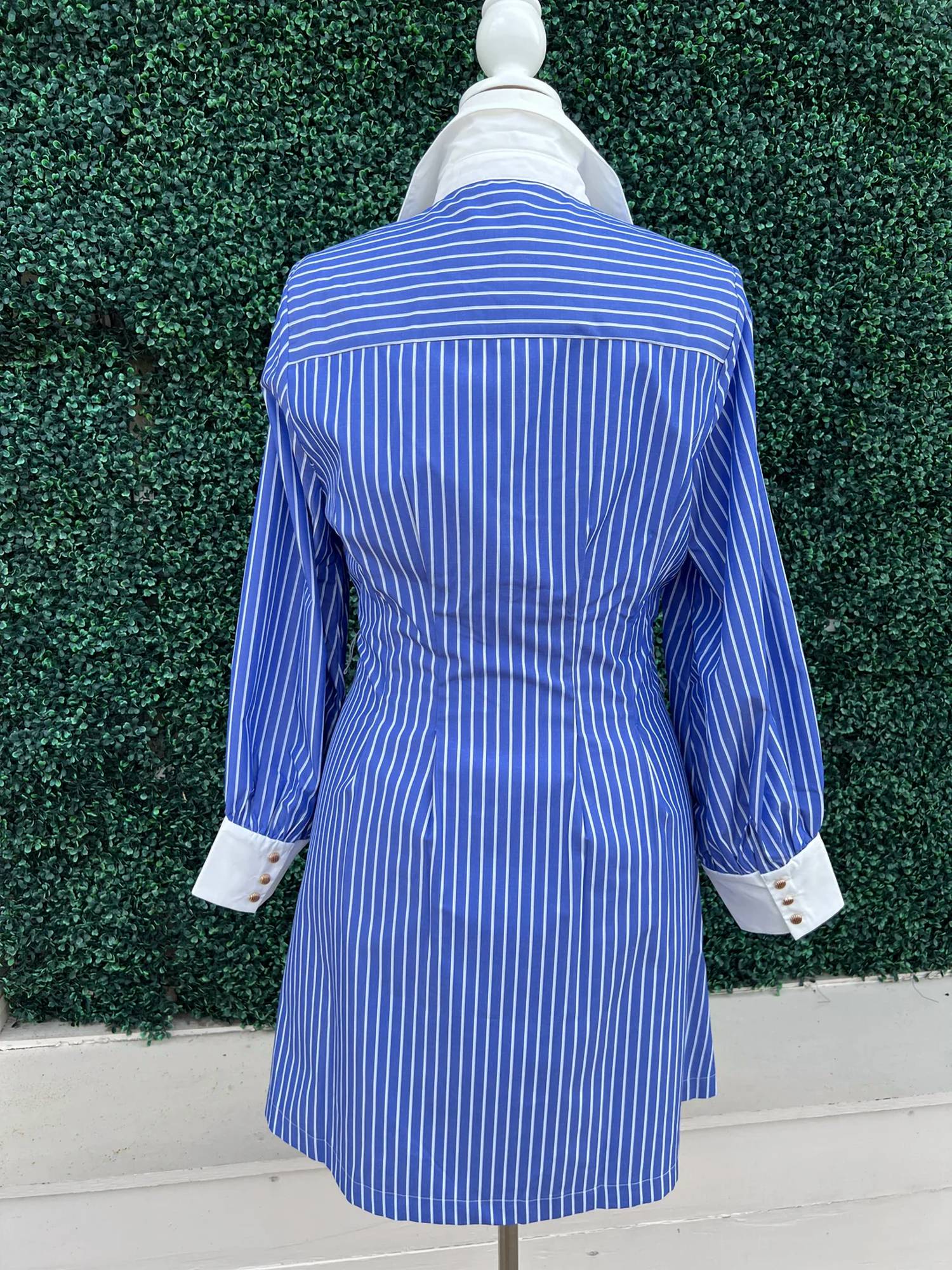 Jade Melody Tam - Carina Collared Pleated Waist Shirt Dress
