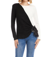 Karen Kane - Long Sleeve Colorblock Satin Bow Top