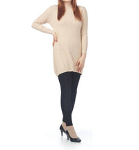 Papillon - Chevron Design Mock Neck Knit Sweater Dress