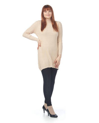 Papillon - Chevron Design Mock Neck Knit Sweater Dress