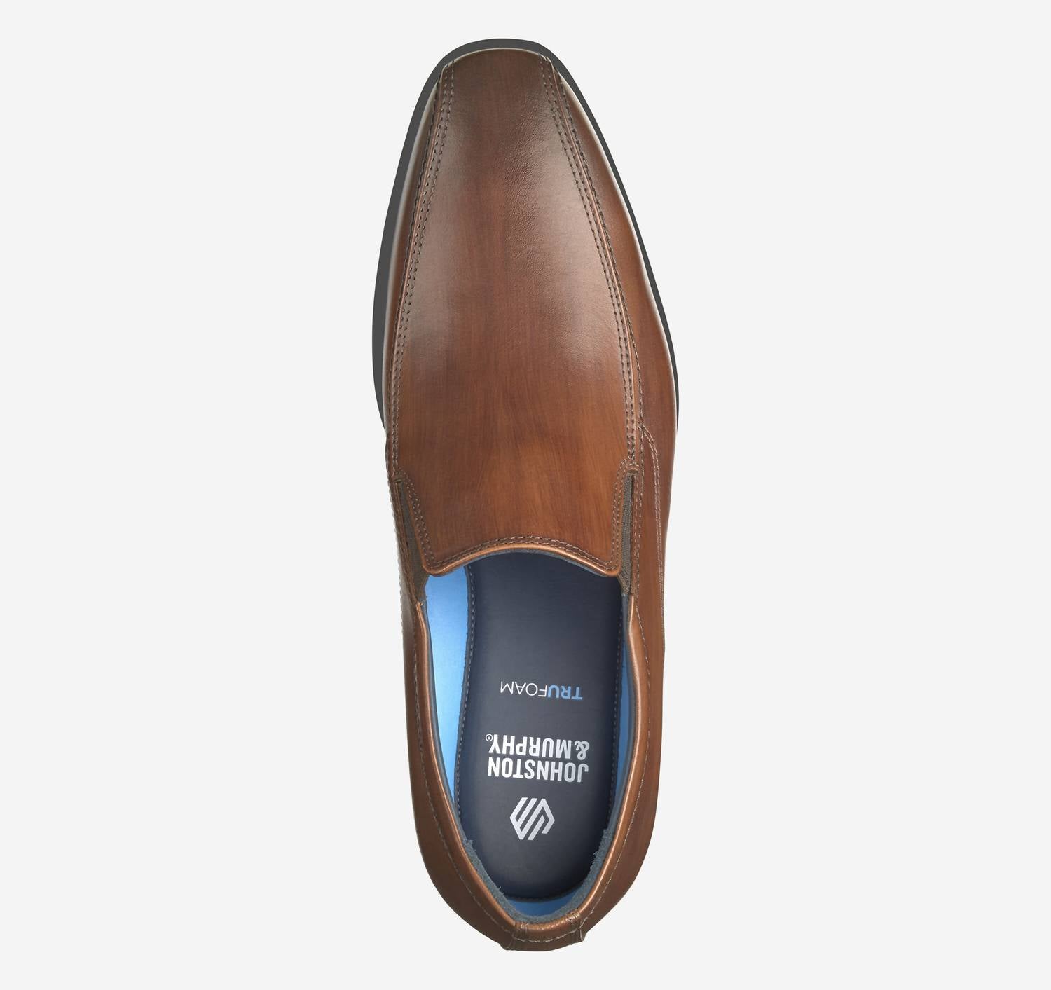JOHNSTON & MURPHY Men's Gibbons Run-off Slip-on Shoes in brown full grain - men's loafer - alternate view