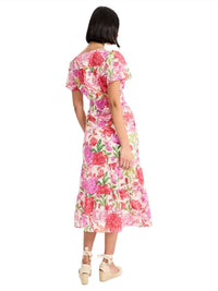 Donna Morgan - Tiered Midi Dress with Flutter Sleeves