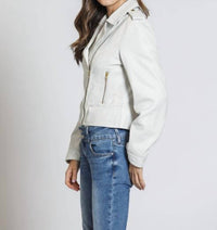11 Uptown - Cropped Washed And Waxed Leather Jacket