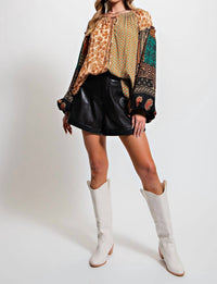 Easel - Women's Mix Print Loose Top