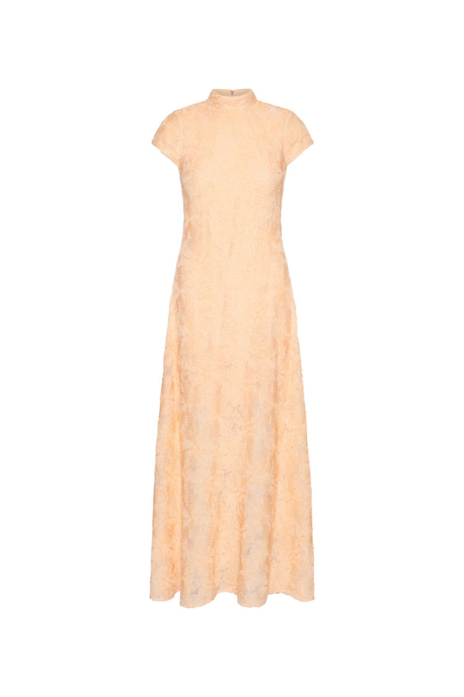 ROTATE Women's Mesh Capsleeve Maxi Dress in vanilla cream - women's dress