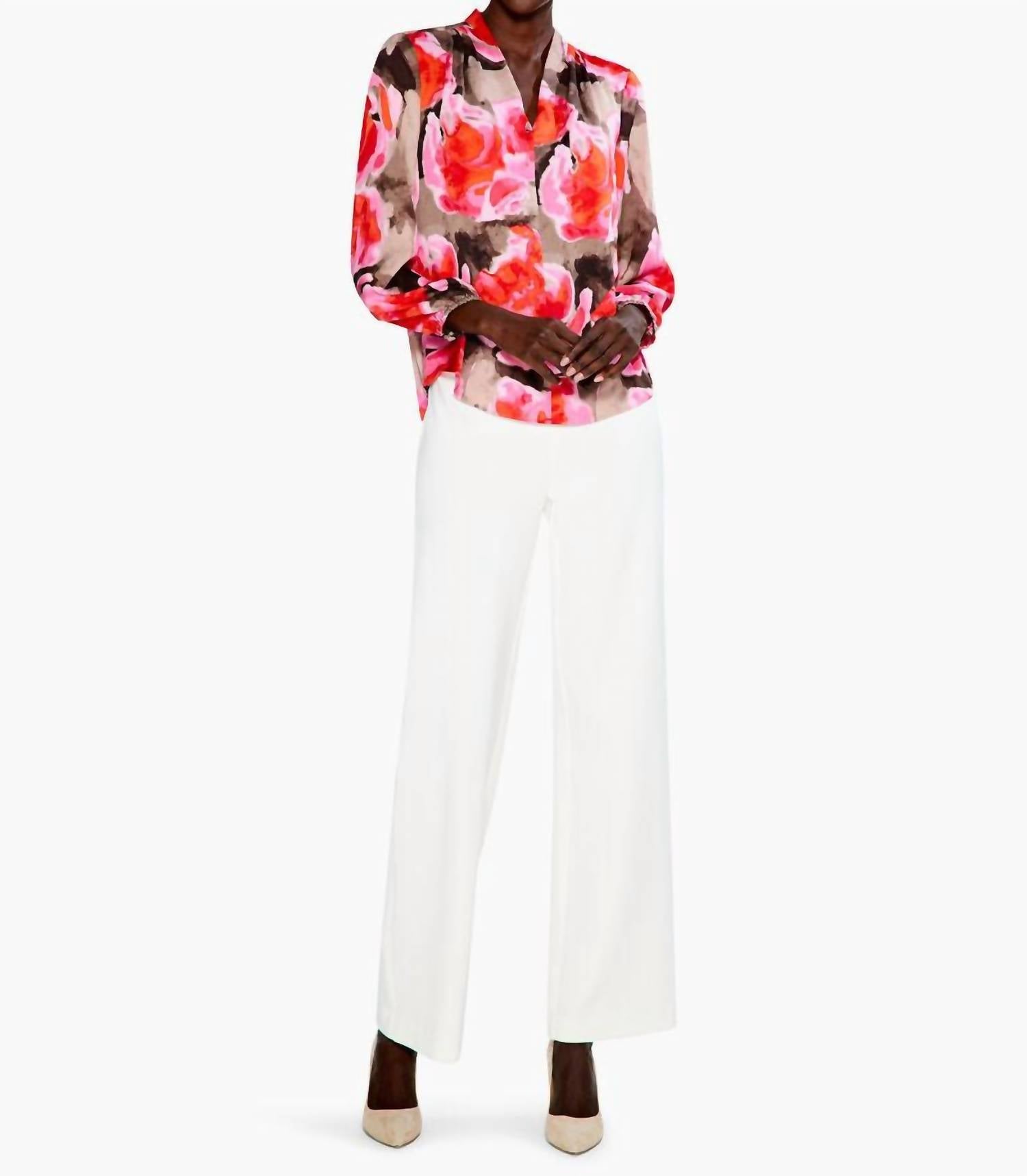 Nic + Zoe Rose Rosy Outlook Top in pink multi - women's blouse - view 4