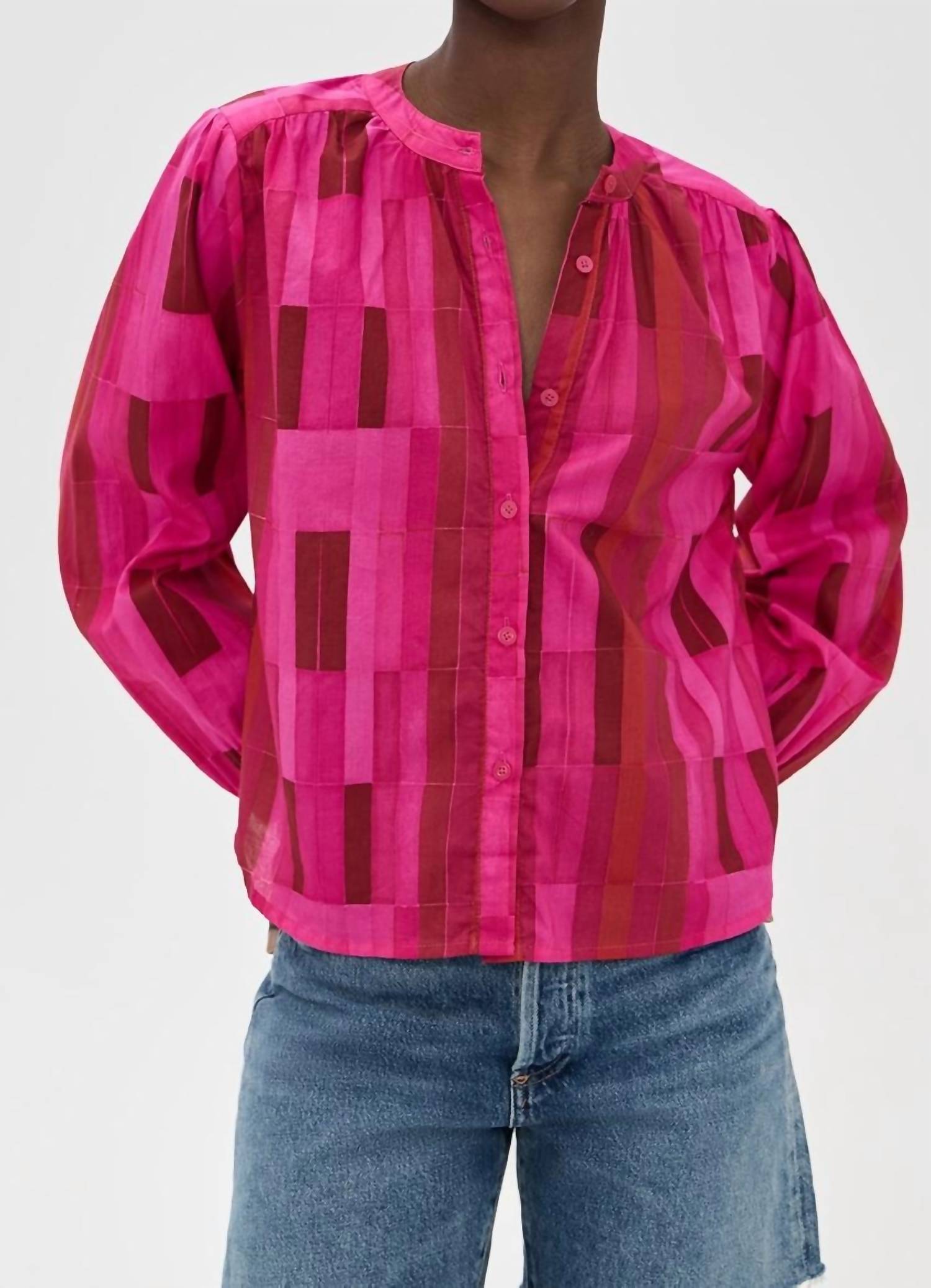 natalie martin Tolan Shirt in sea glass cotton pink - women's blouse