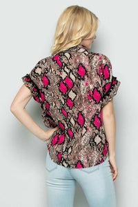 See And Be Seen - Snake Skin Front Tie Top