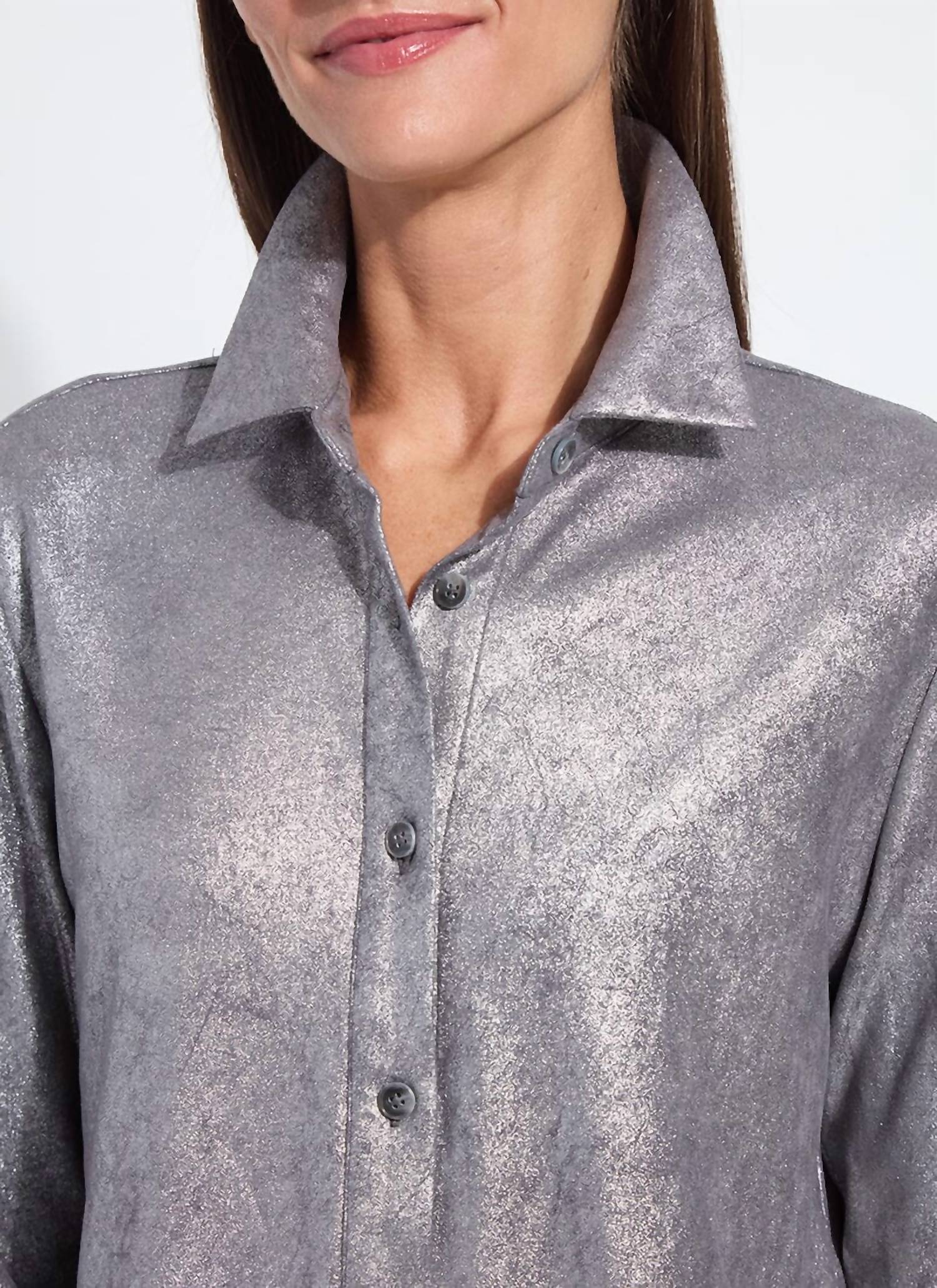 Lysse - Women's Connie Patent Foil Vegan Suede Shacket