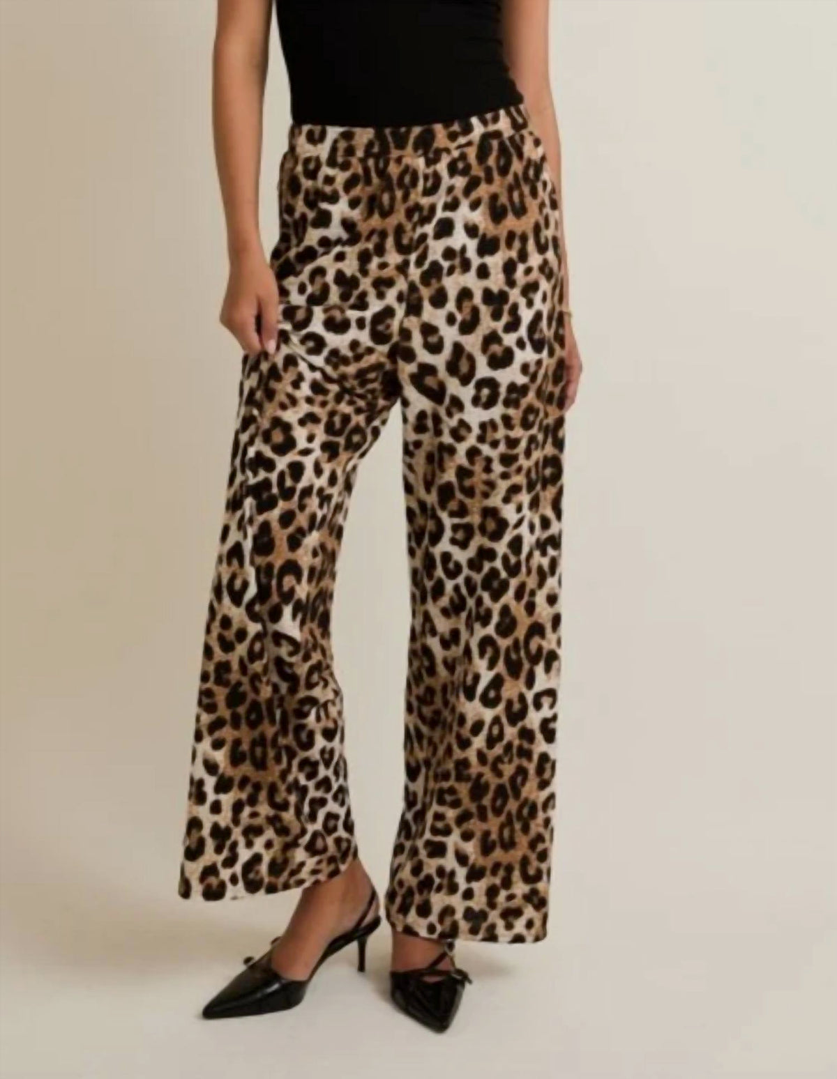 Gilli - Leopard Waist Band Pleated Pants