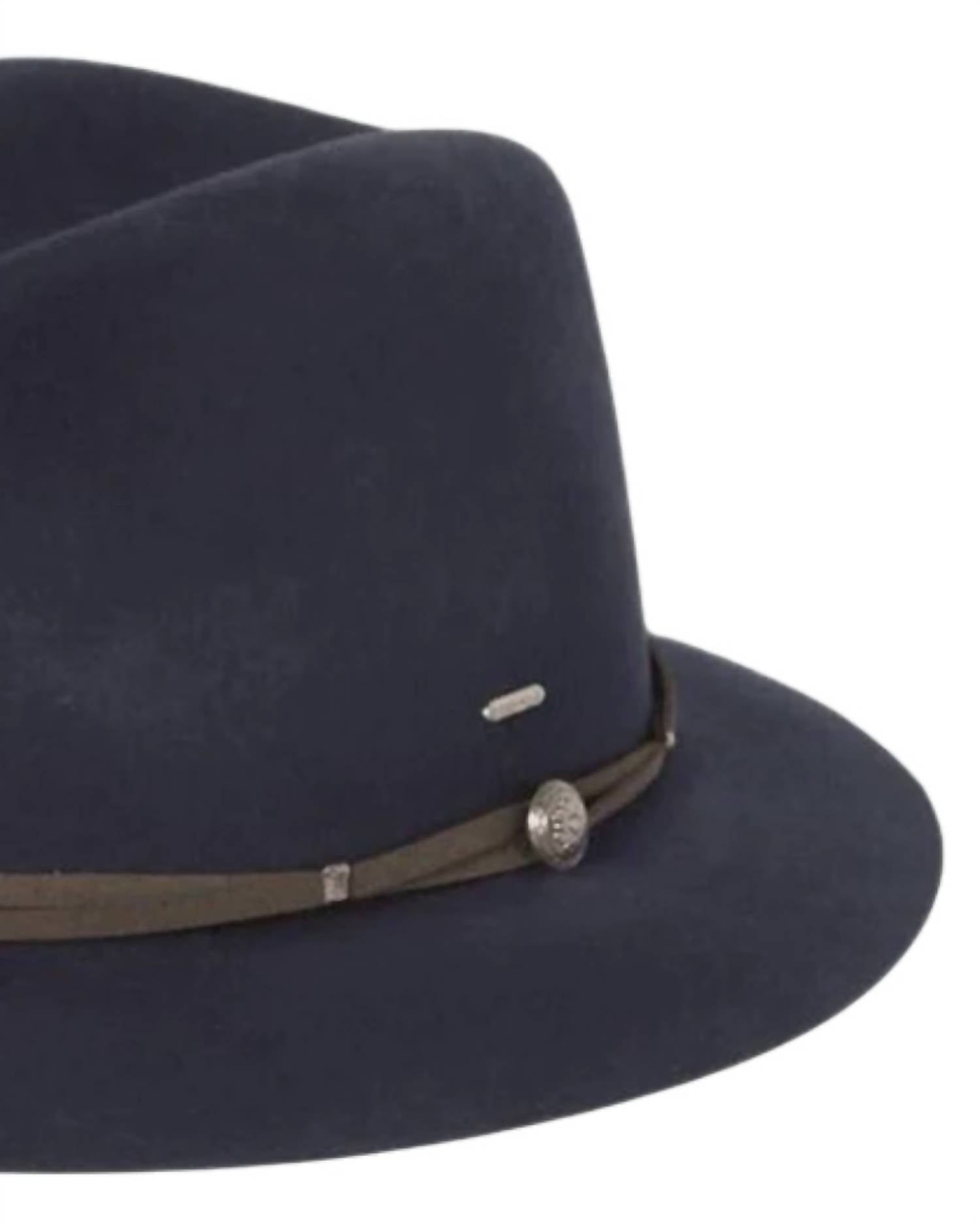KARL LAGERFELD Women's Matilda Wool Felt Hat in navy - women's accessory - detail view
