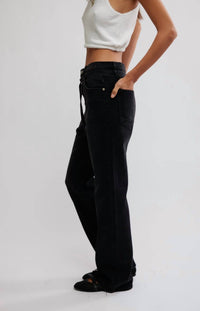 Free People Sabine Slim A Line Jean in smokeshow - women's jeans - detail view