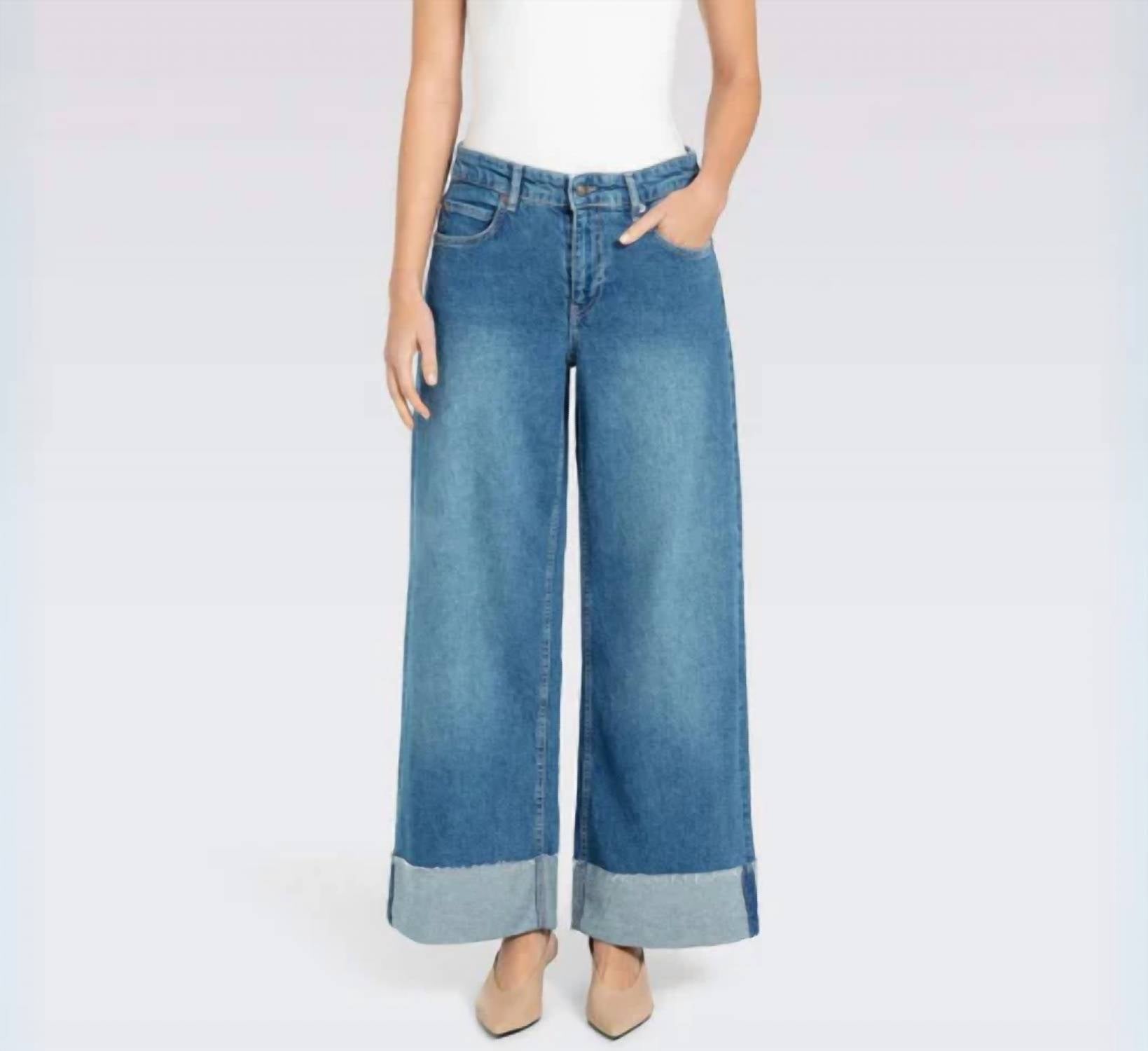 Mac Jeans - Nevada Super Wide Raw Hem Cuff Jeans
