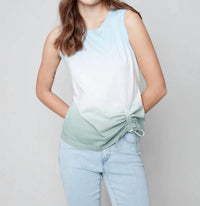 CHARLIE B Sleeveless Round Neck Cotton Top in cerulean 1 - women's tank top