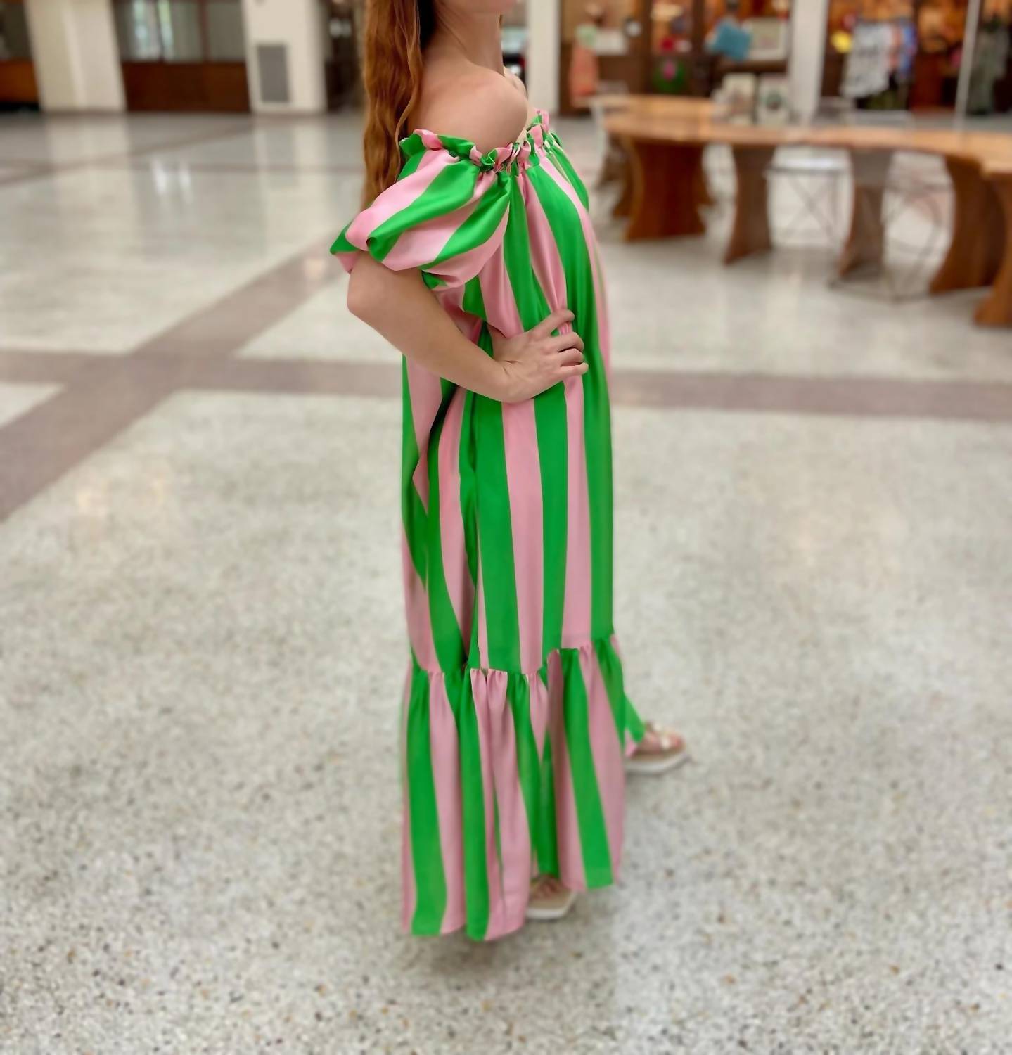 Adrienne - Clarise Spring Fling Off Shoulder Maxi Dress