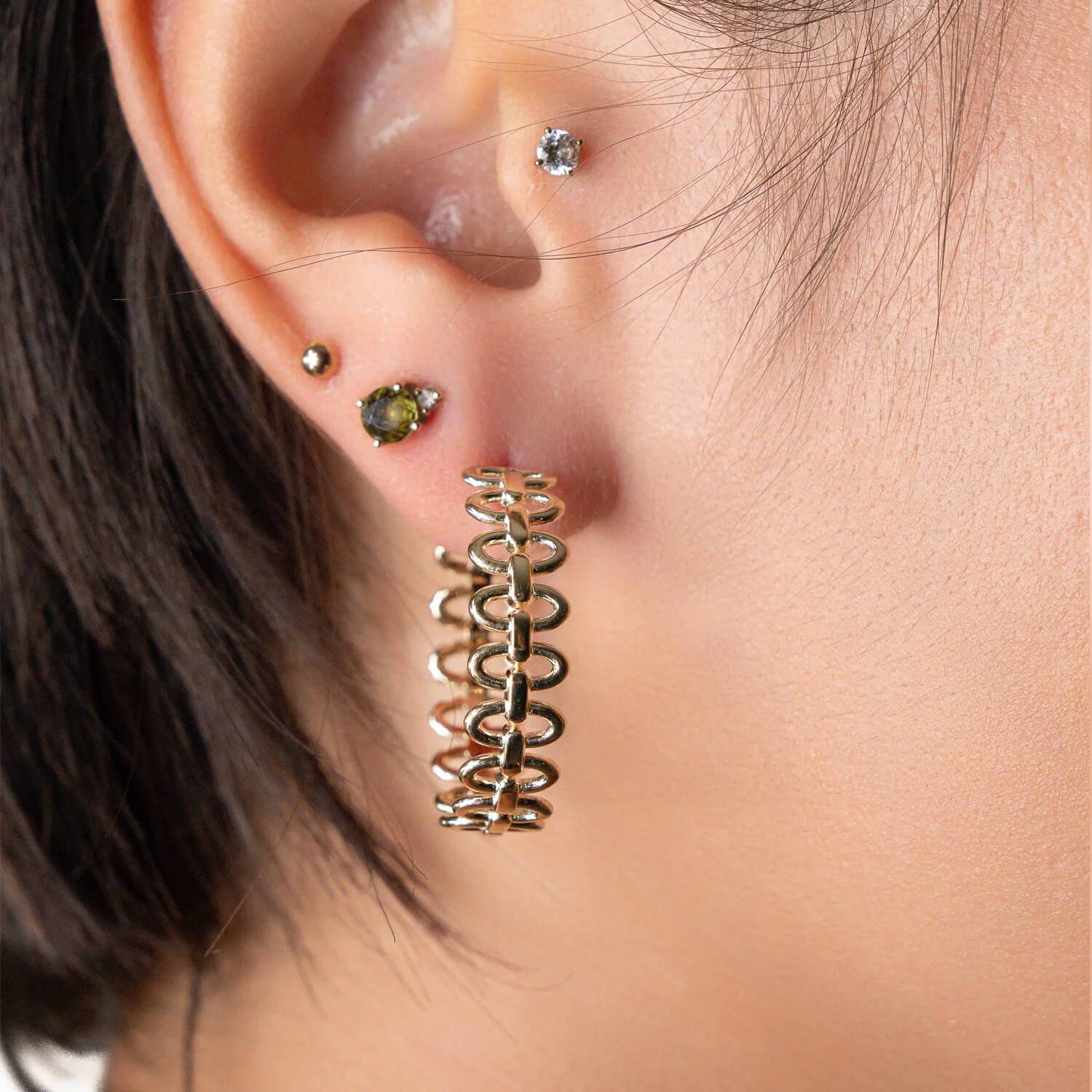 Gold & Honey - Women's Landscape Link Hoop Earrings