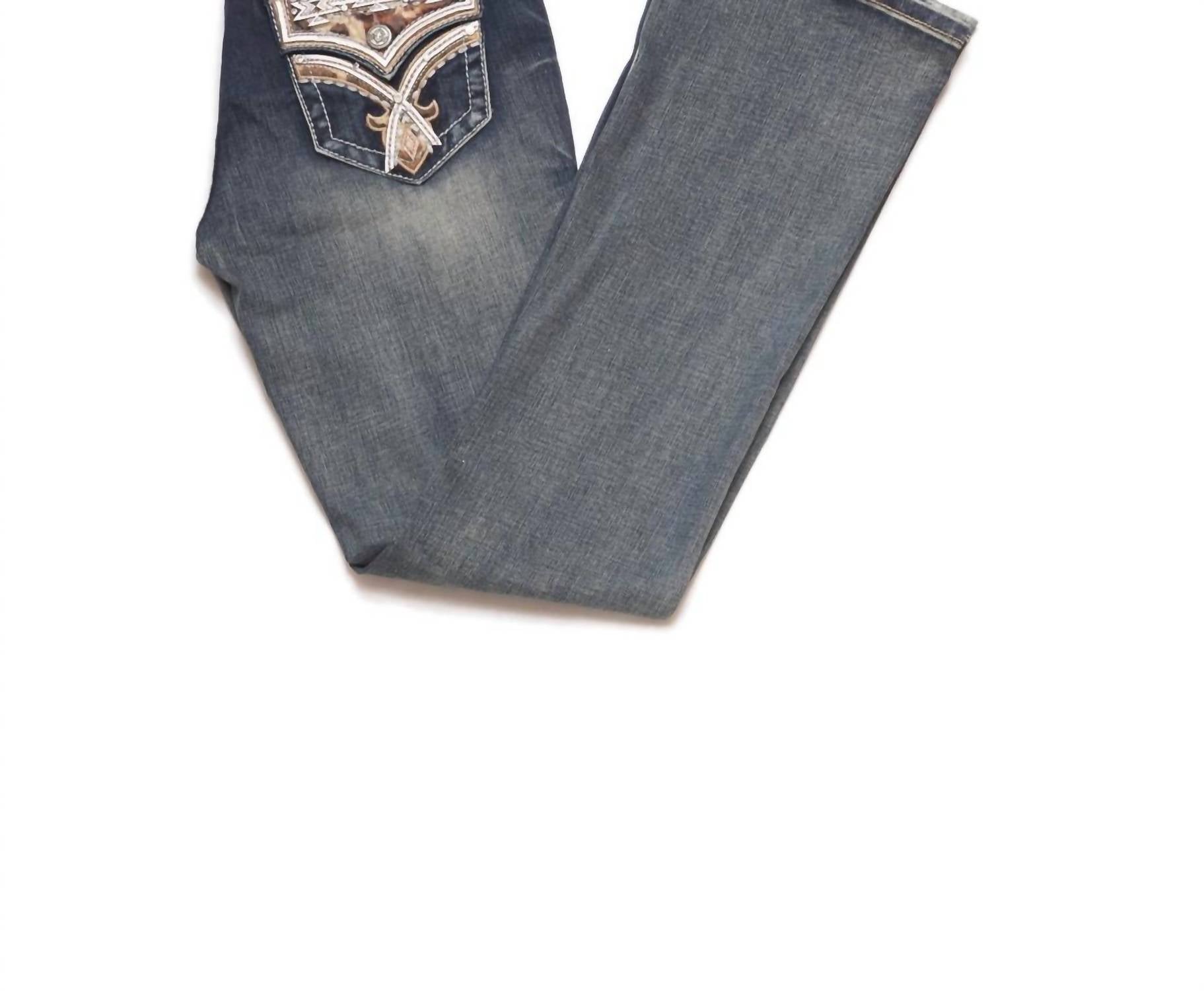 Grace In La - Women's Wash bootcut jeans with embroidered back pockets