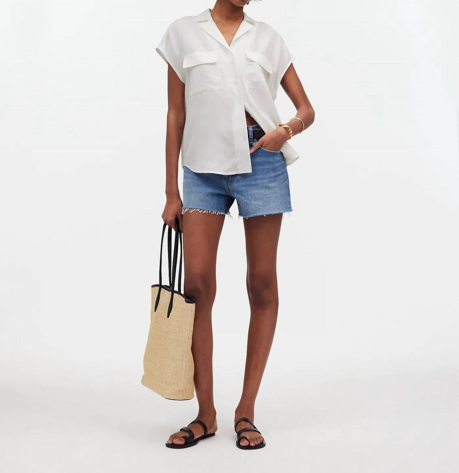 Madewell - Silk Drapey Patch Pocket Sleeveless Shirt