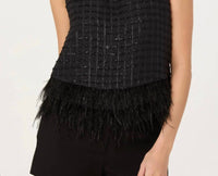 Astr - Etheos Metallic Feather Trim Top