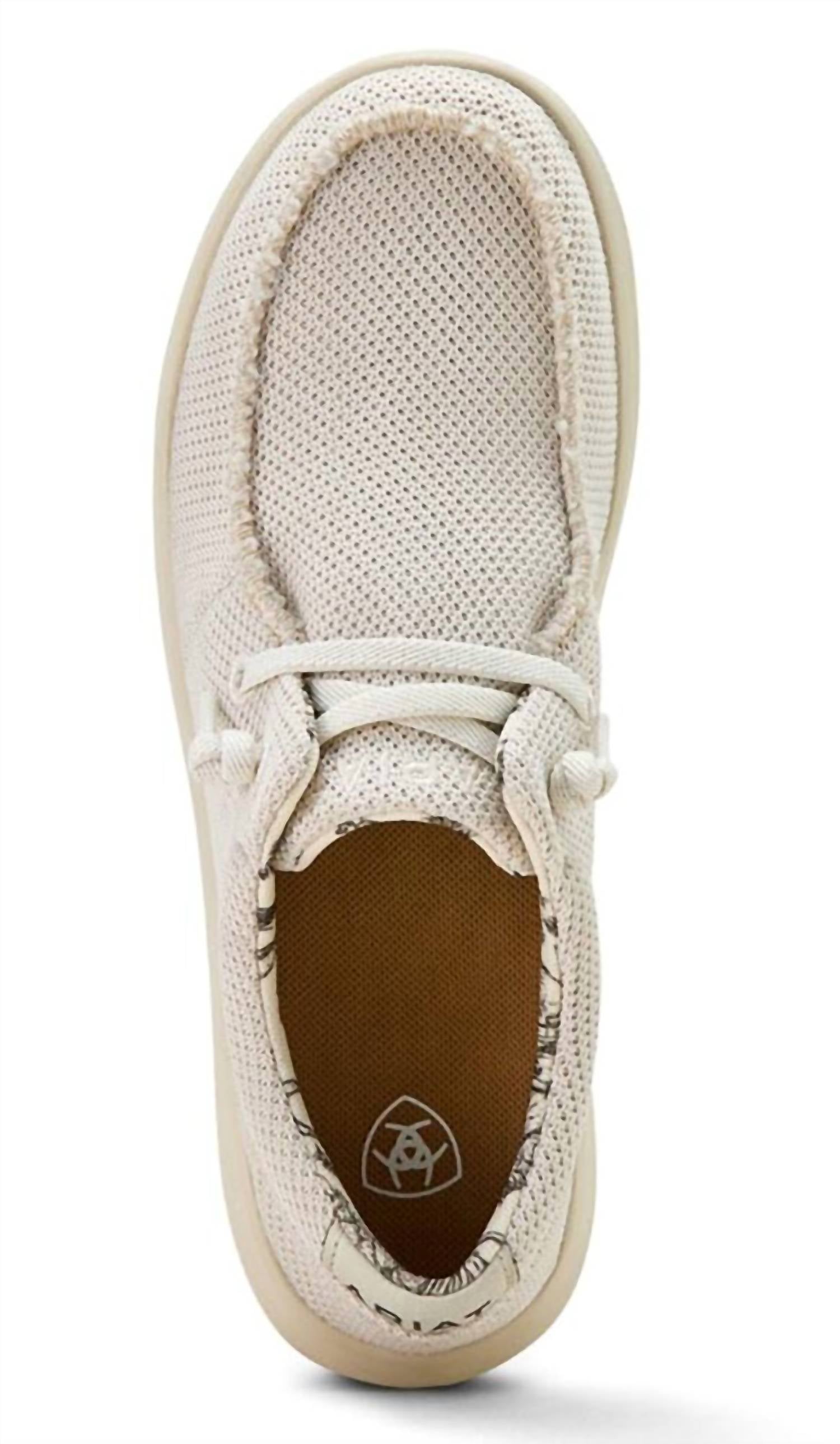 ARIAT Women's Hilo Mesh Casual Slip On Shoe in cream - women's sneaker - detail view