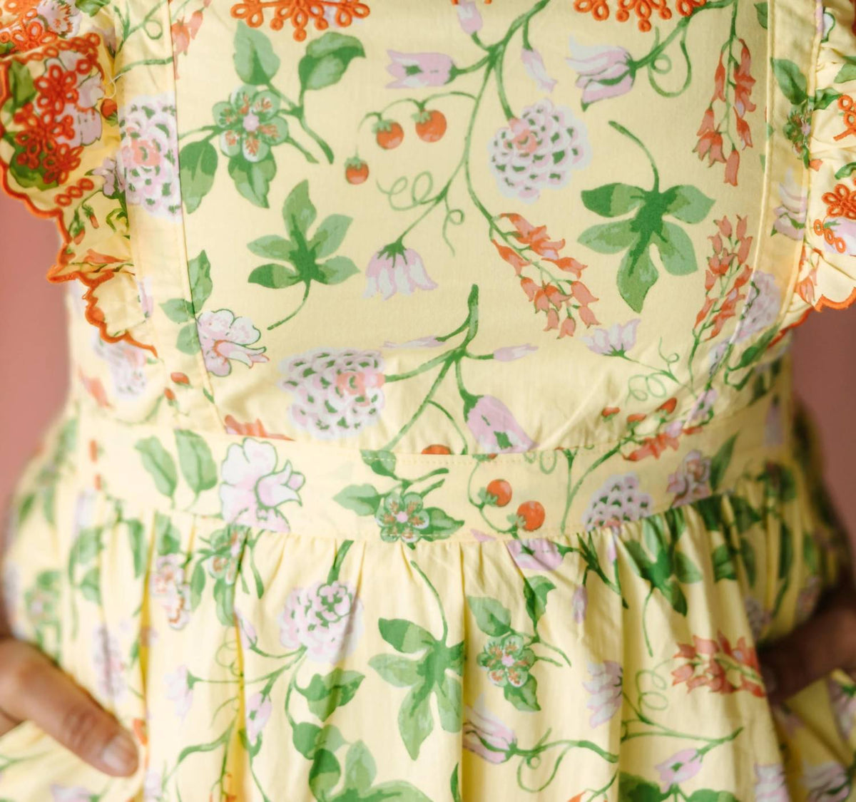 &Merci - Lemon Ruffled Floral Midi Dress
