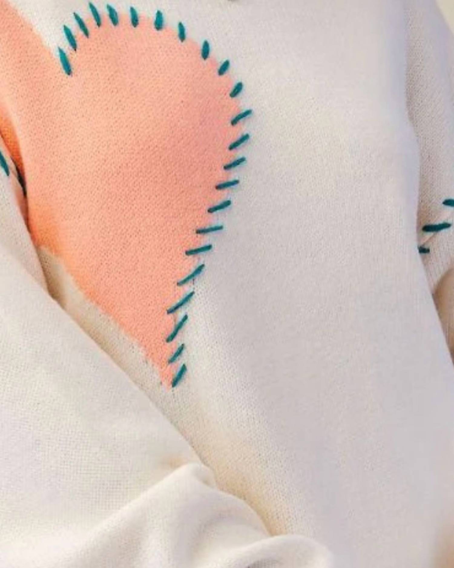Easel Heart Stitched Sweater in ivory - women's sweater - detail view