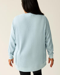Kindred Bravely Joelle Thermal Maternity & Nursing Top - Plus in powder blue - women's long sleeve top - detail view