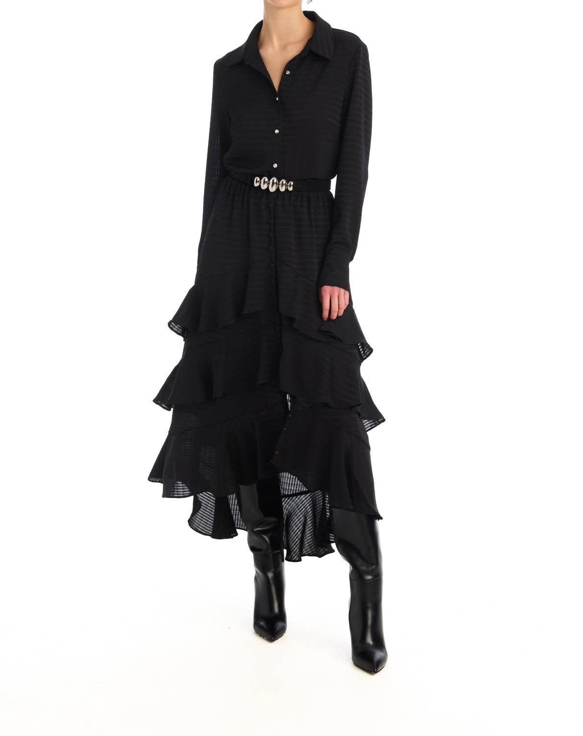 ALLISON NEW YORK Ella Textured Midi Skirt in black - women's skirt