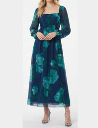 London Times - Women's Floral Print Empire Waist Maxi Dress