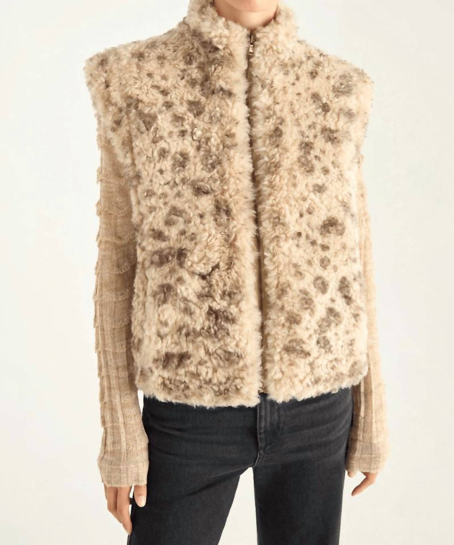 Cotelac Sleeveless Faux Fur Vest in aquarelle sauvage - women's jacket