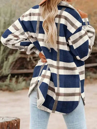Lovesoft Women's Plaid Button Flannel Shirt in navy blue - women's shirt - detail view