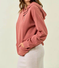 Doe And Rae - Zip Detail Hoodie With Double Snaps
