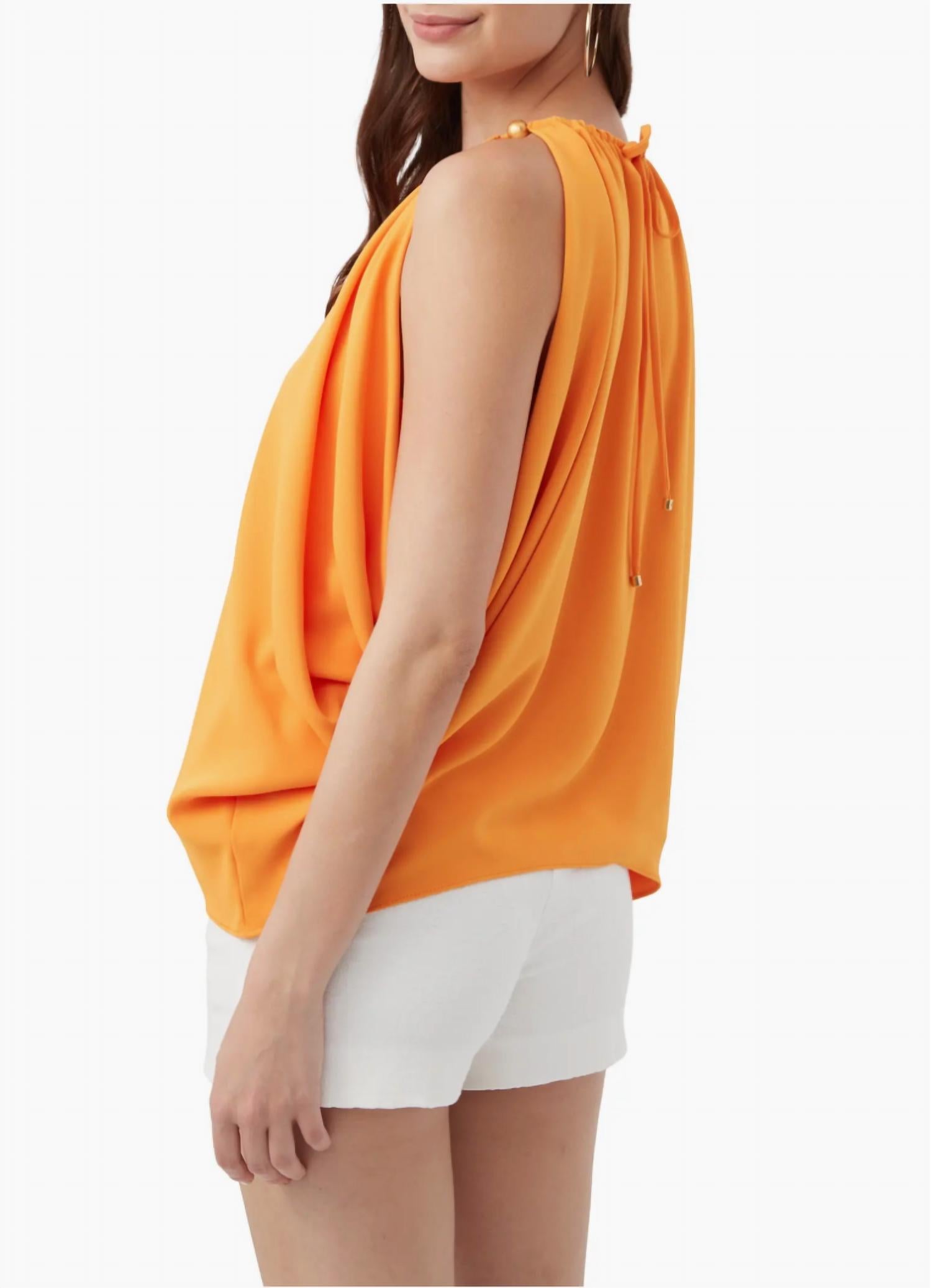 Trina Turk Amos Top in clementine - women's blouse - detail view