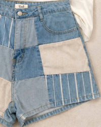 Easel - Patchwork And Play Denim Short