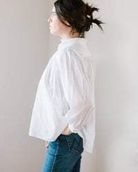 A SHIRT THING Flora Collared Button Down Shirt in white - women's blouse - alternate view