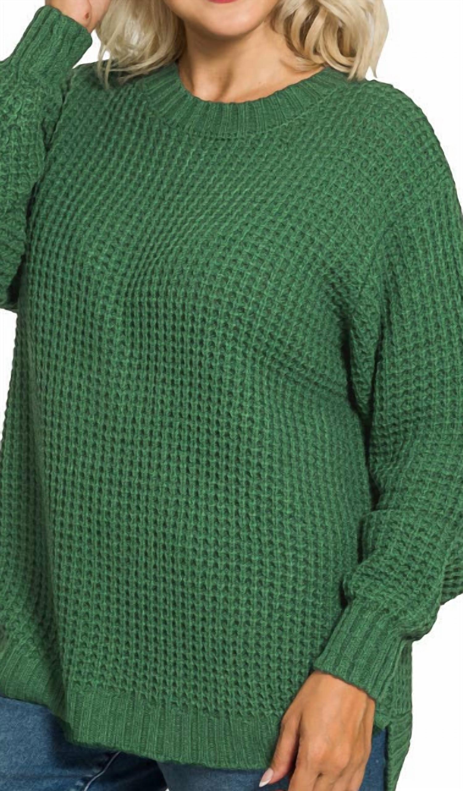 42Pops - High Low Basic Waffle Sweater - Plus
