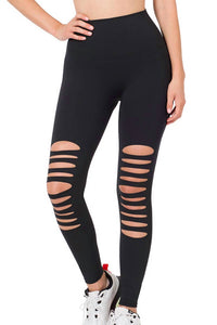 Vanilla Monkey - Athletic Knee Cut Out High Waisted Leggings