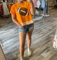 Peach Love - Football & Sequin Trim Tee