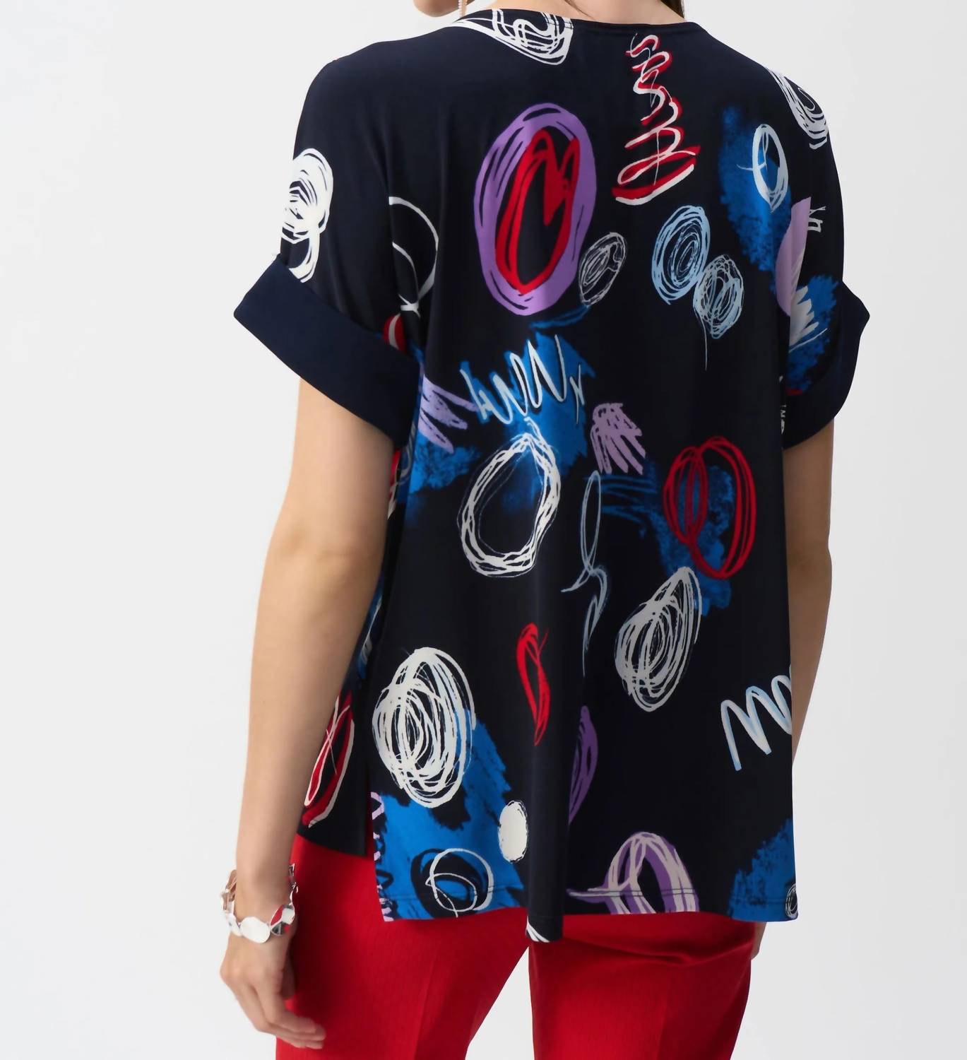 Joseph Ribkoff - Doodle Print Boxy Top