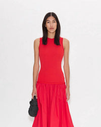 SIMON MILLER Yanez Poplin Combo Dress in cherry red - women's dress - alternate view