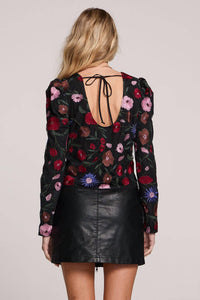 saltwater LUXE Cobain Long Sleeve Top in black - women's long sleeve top - detail view