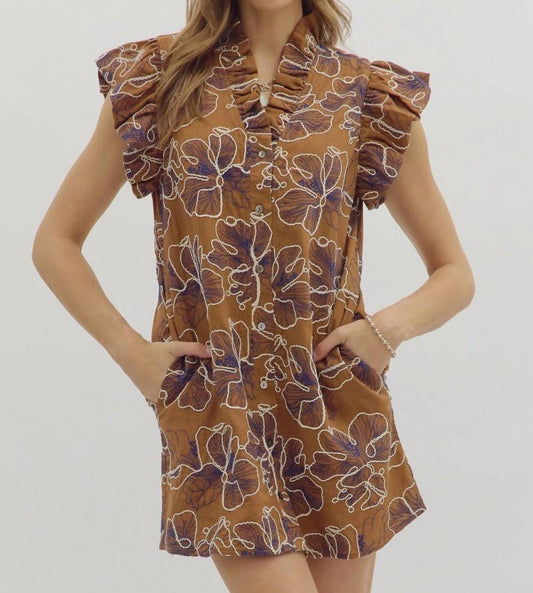 Entro - Women's Commencing Autumn Embroidered Floral Dress