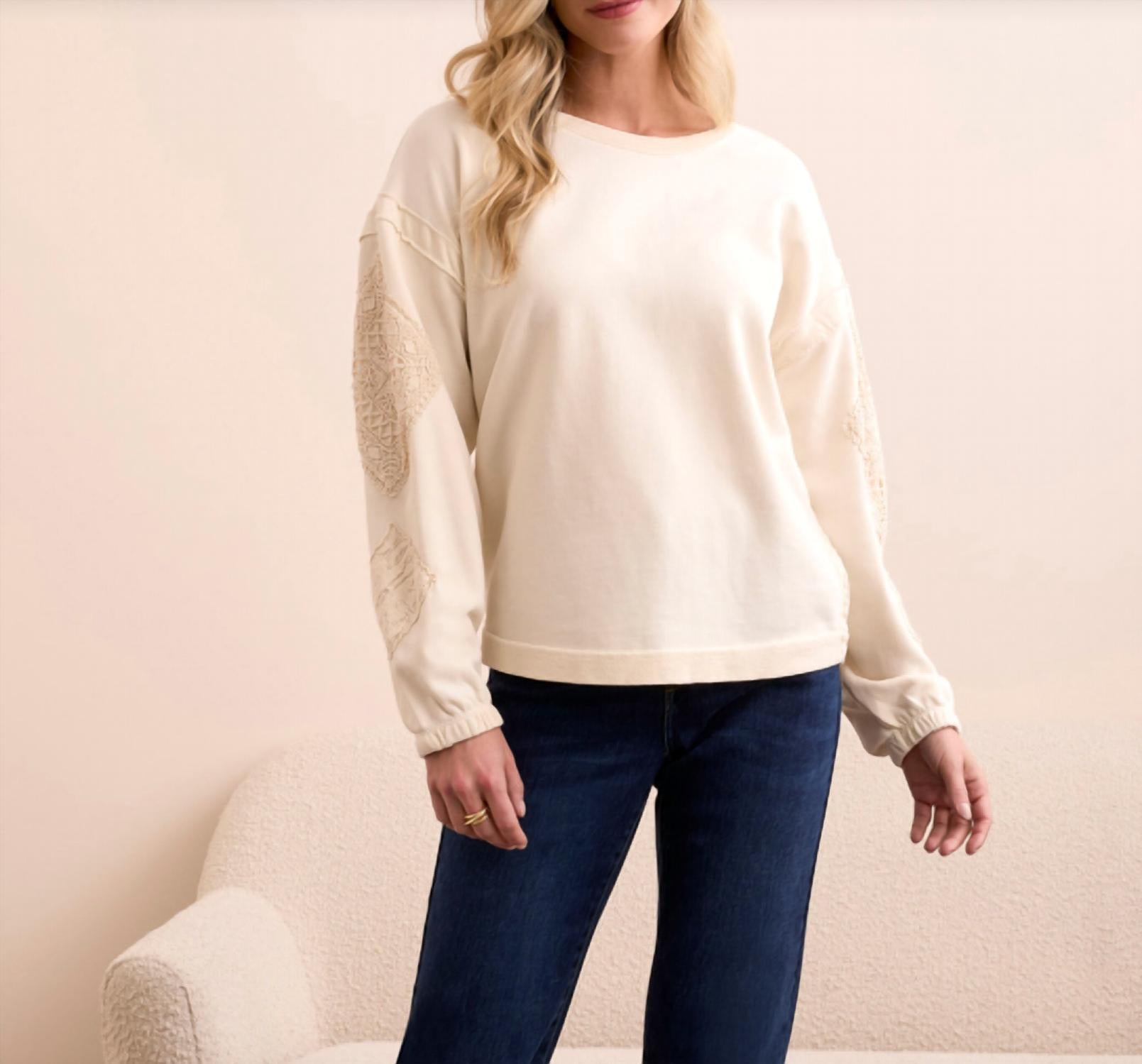Tribal - Crew Neck With Applique Top